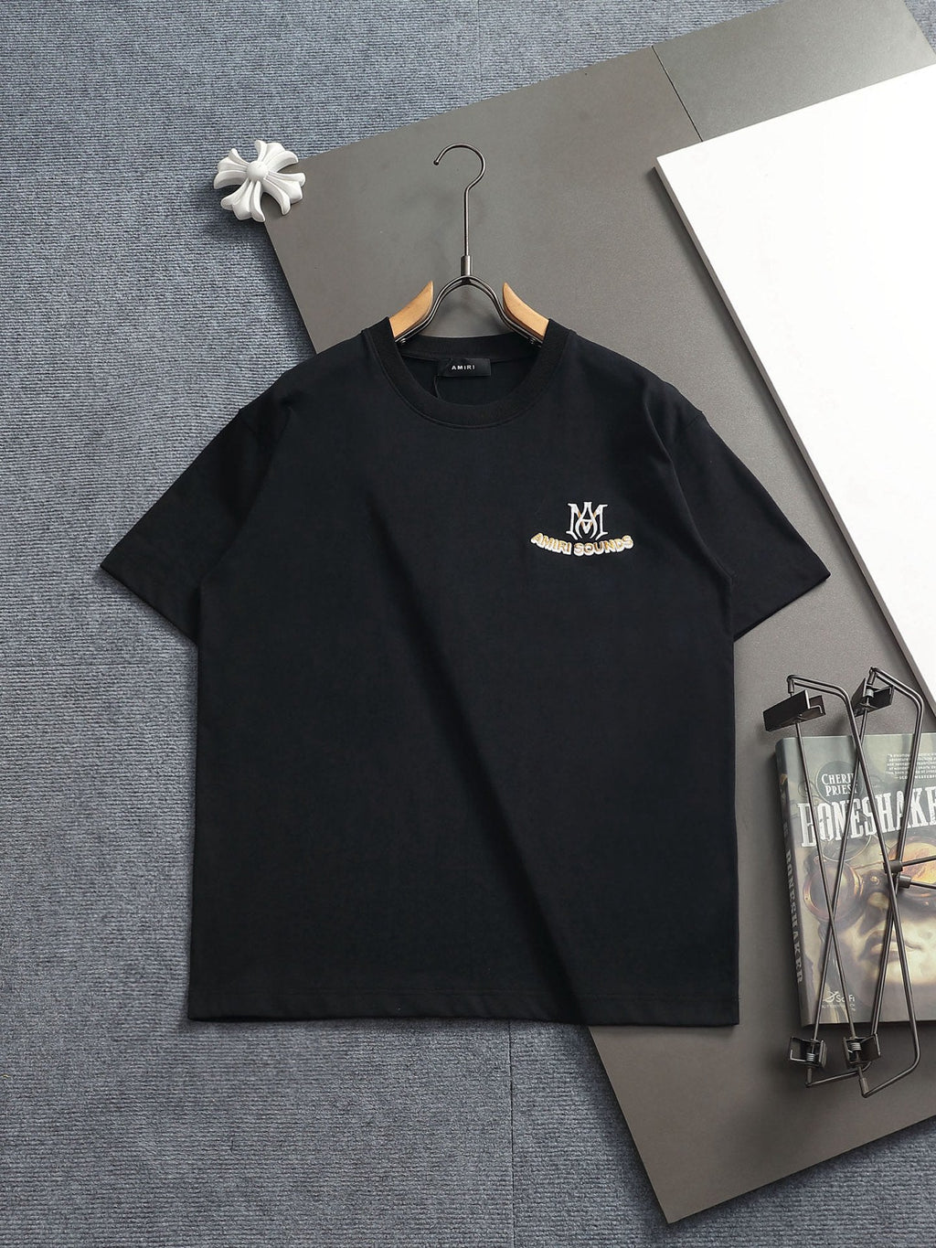 AMIRI Sounds Small Chest Logo Crew‑Neck Short‑Sleeve T‑Shirt