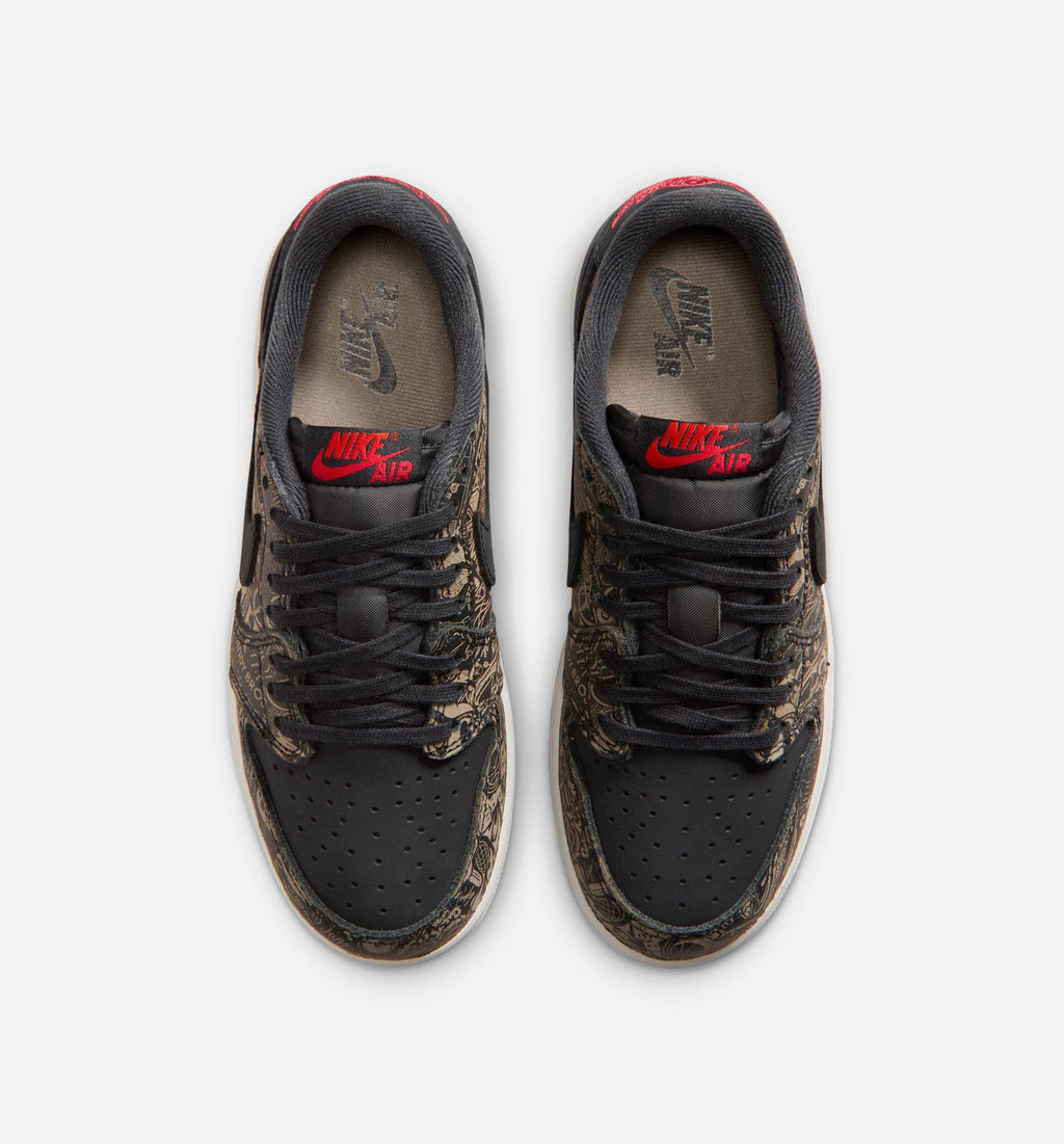 Air Jordan 1 Retro Low OG Laser Black and Varsity Red Grade School Lifestyle Shoe - Black/Varsity Red/Summit White