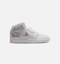 Air Jordan 1 Mid SE – Grade School Lifestyle Shoe in White/Field Silver