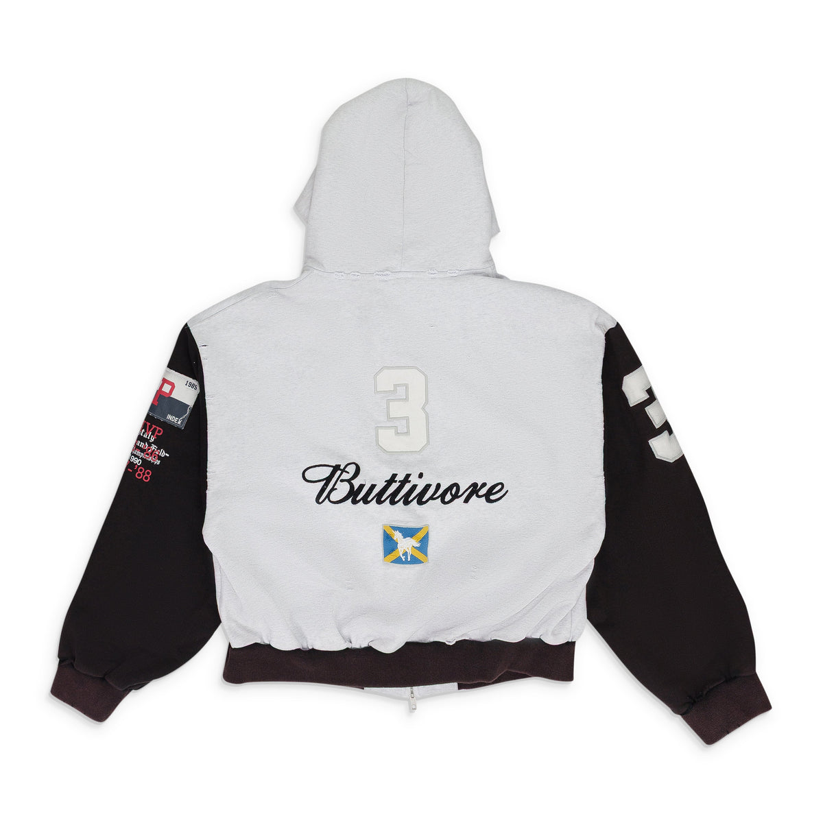 WHITE BUTTIVORE ZIP HOODIE