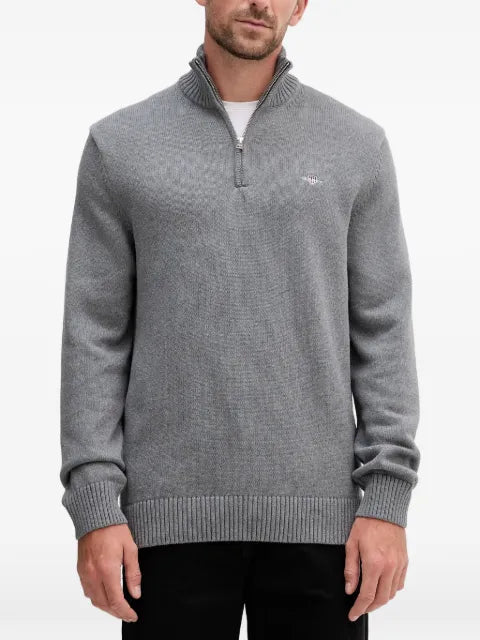 Gant cotton piqué half-zip sweater