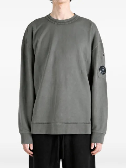 C.P. Company brushed and emerized diagonal fleece mixed boxy Lens crewneck sweatshirt