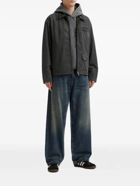 izzue contrast-collar logo-embroidered jacket