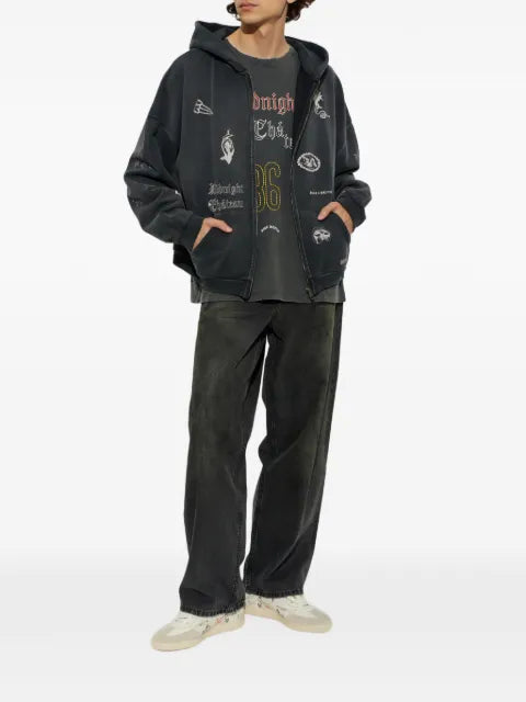 DUKE & DEXTER graphic-print zip-up hoodie