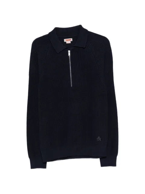 Baracuta ribbed-knit quarter-zip polo shirt