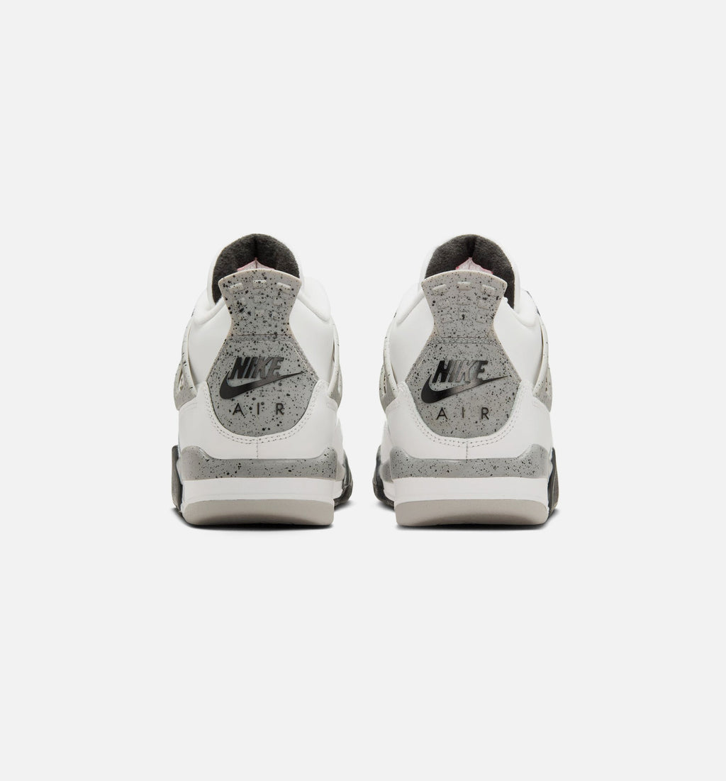 Air Jordan 4 Retro White Cement Grade School Lifestyle Shoe - Summit White/Fire Red/Cement Grey/Black