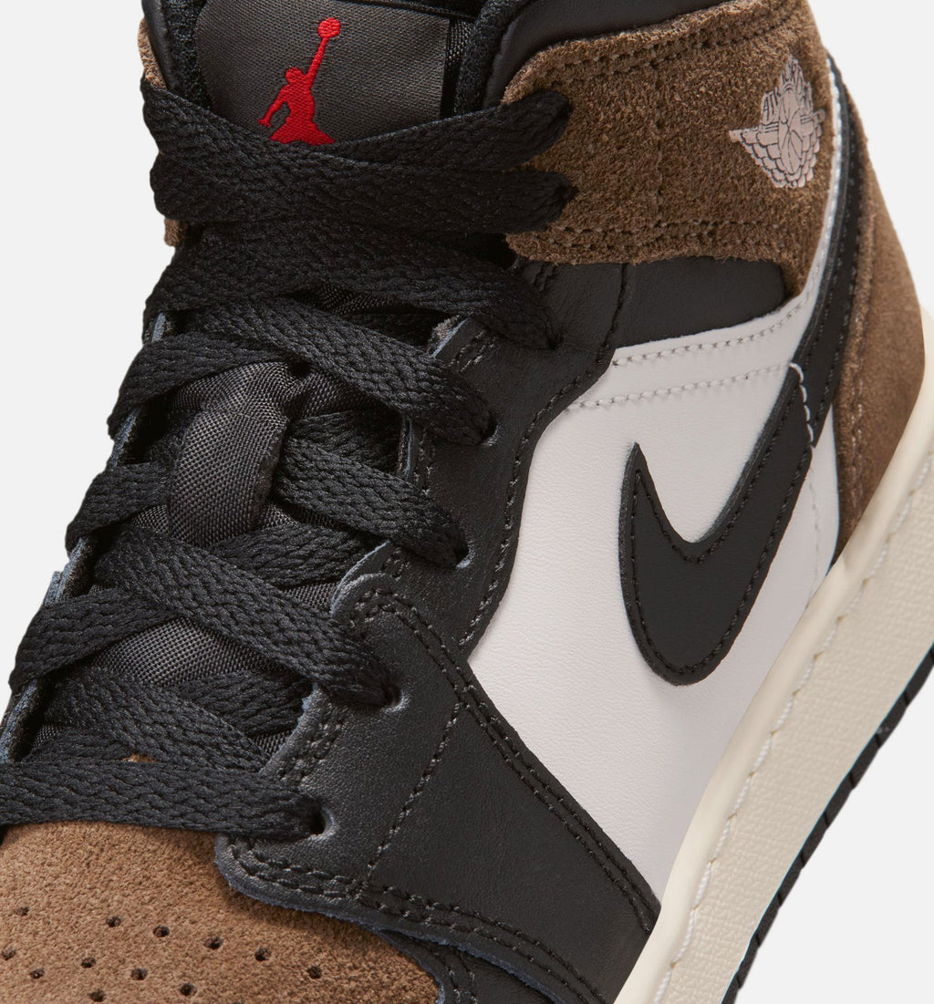 Air Jordan 1 Mid Grade School Lifestyle Shoe - Black/Phantom/Palomino/University Red