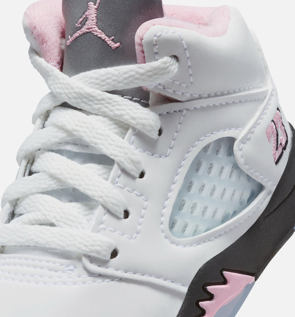 Air Jordan 5 Retro Medium Soft Pink Infant/Toddler Lifestyle Shoe - White/Black/Medium Soft Pink
