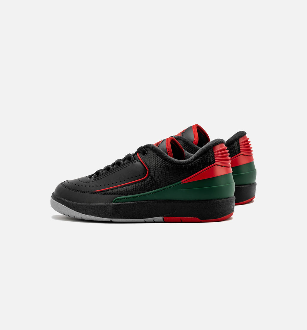 Air Jordan 2 Retro Low Christmas Grade School Lifestyle Shoe - Black/Fire Red/Cement Grey