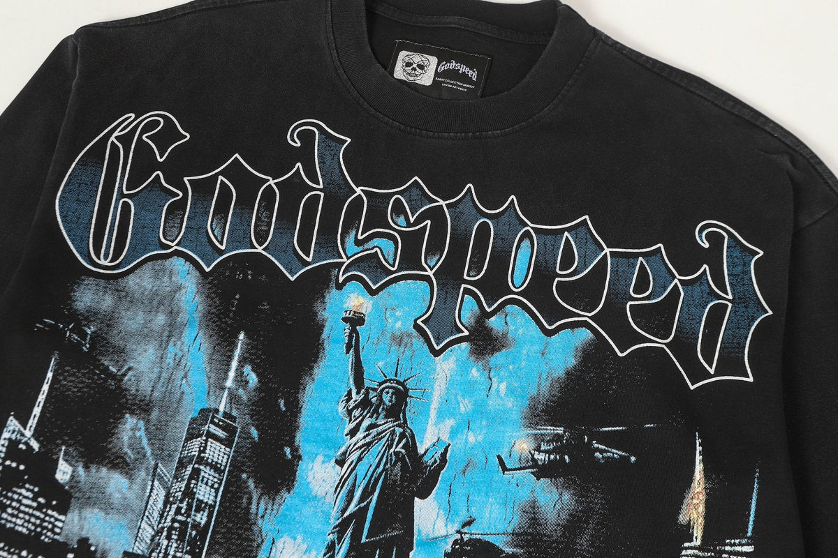 Godspeed Washed Black Rock Graphic Long-Sleeve T-Shirt