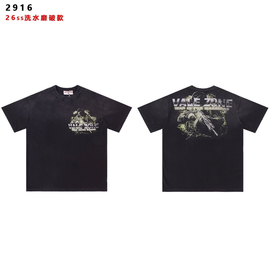 Valley Dreams Soldier Graphic Distressed T-Shirt