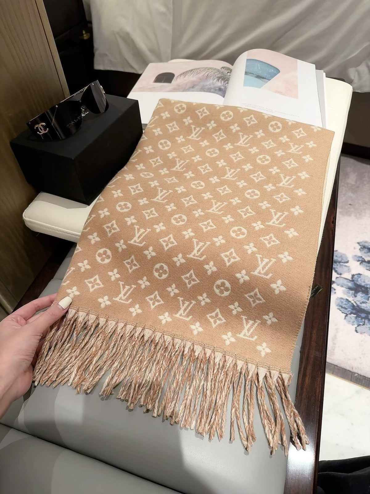 Louis Vuitton Style Checkerboard Monogram Scarf