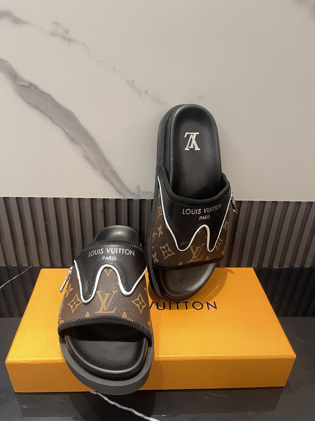 Louis Vuitton Brown Monogram Slide Sandals
