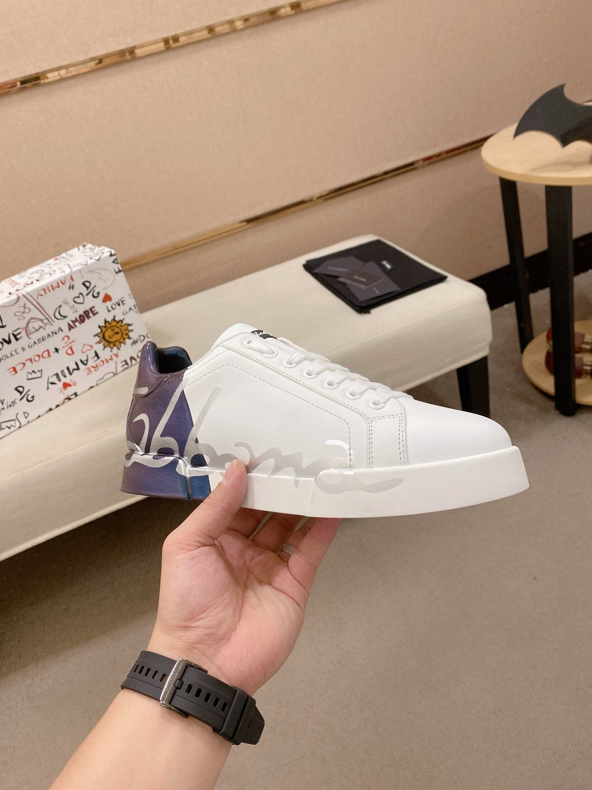 Dolce & Gabbana Men's Graphic Heel Sneakers