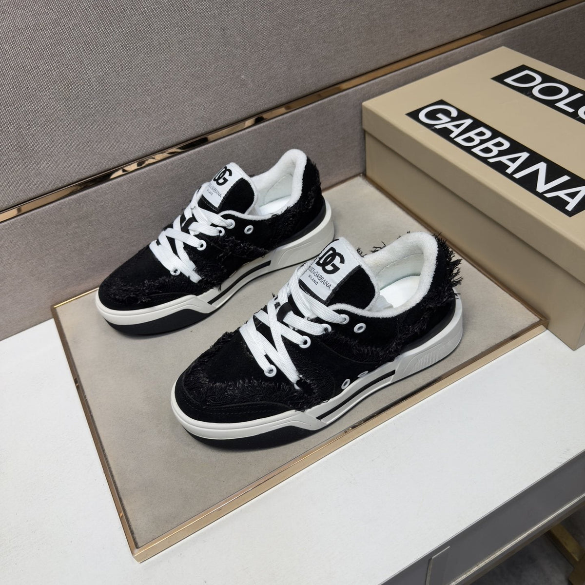 Dolce & Gabbana Black and White Low-Top Sneakers