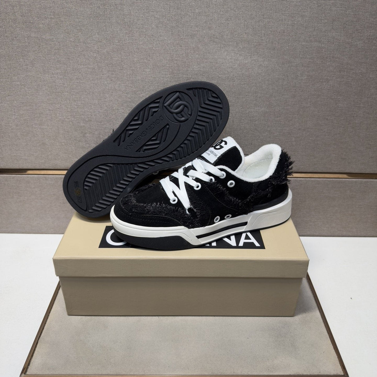 Dolce & Gabbana Black and White Low-Top Sneakers