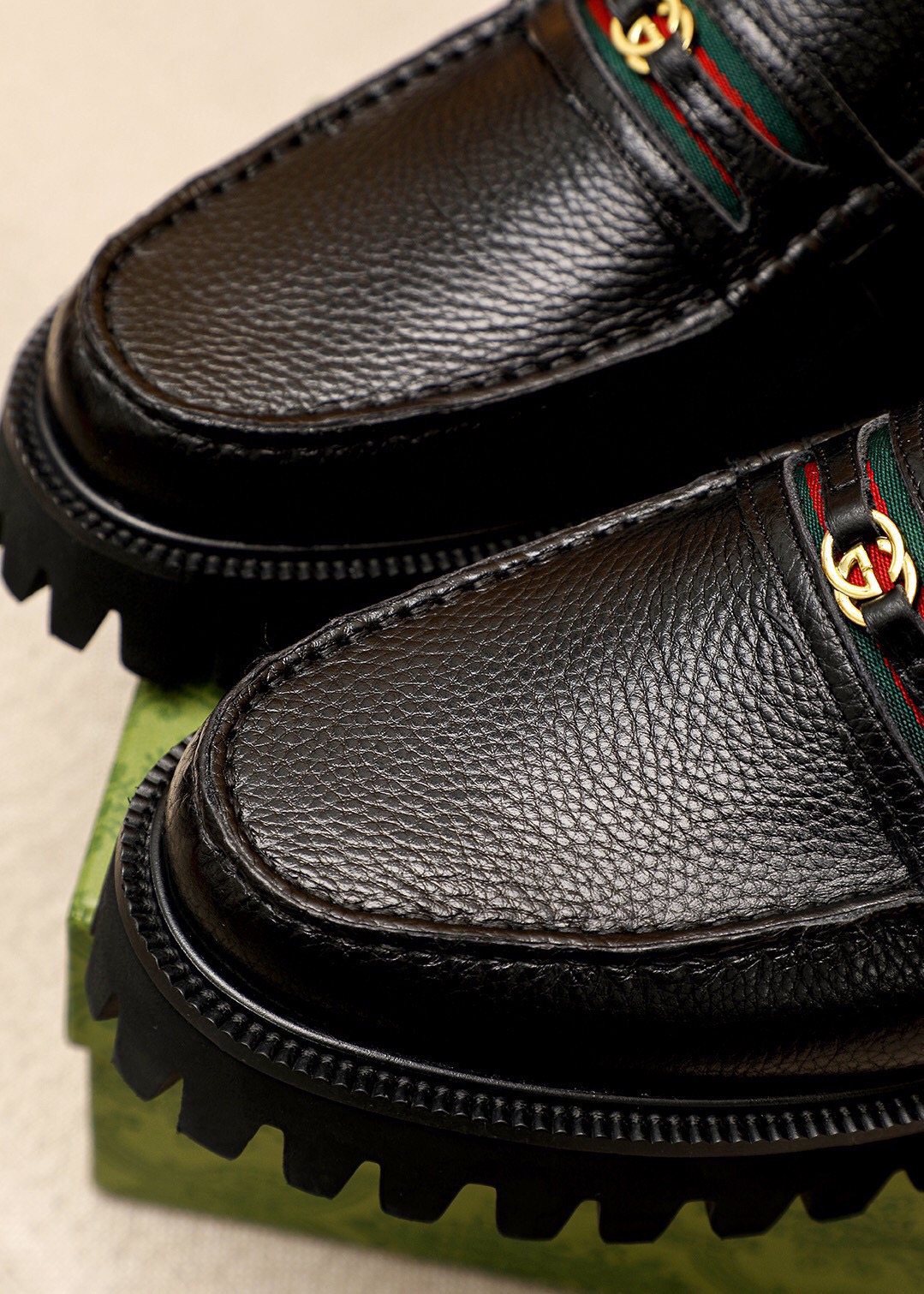 Gucci Black Lug-Sole Loafers