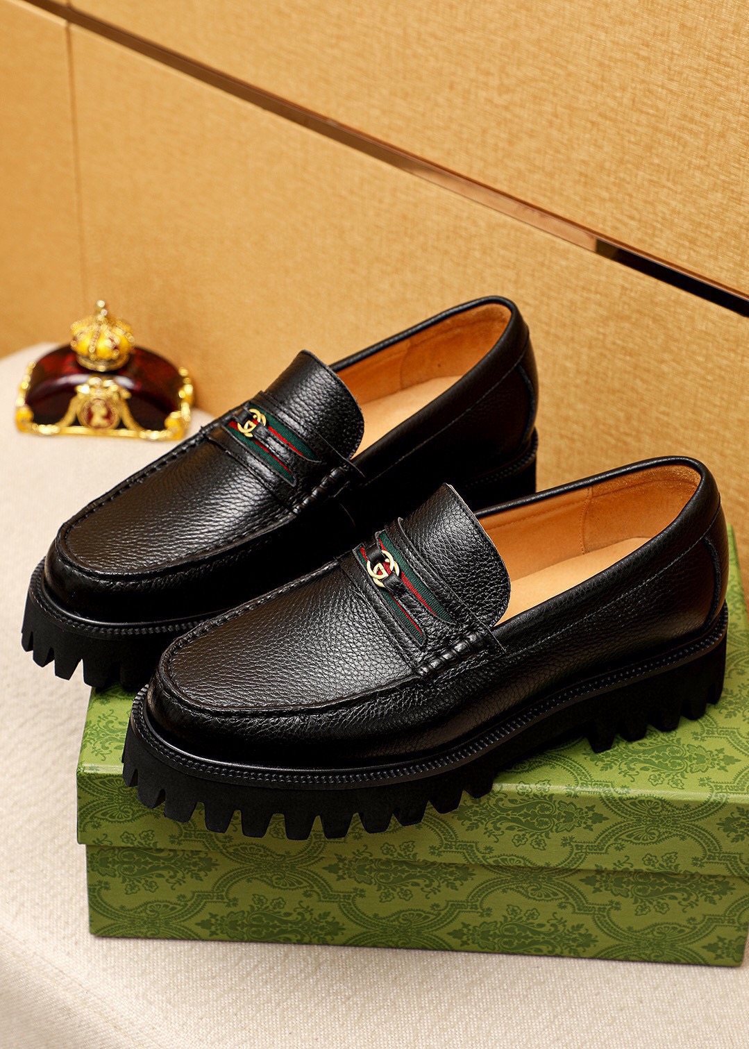 Gucci Black Lug-Sole Loafers