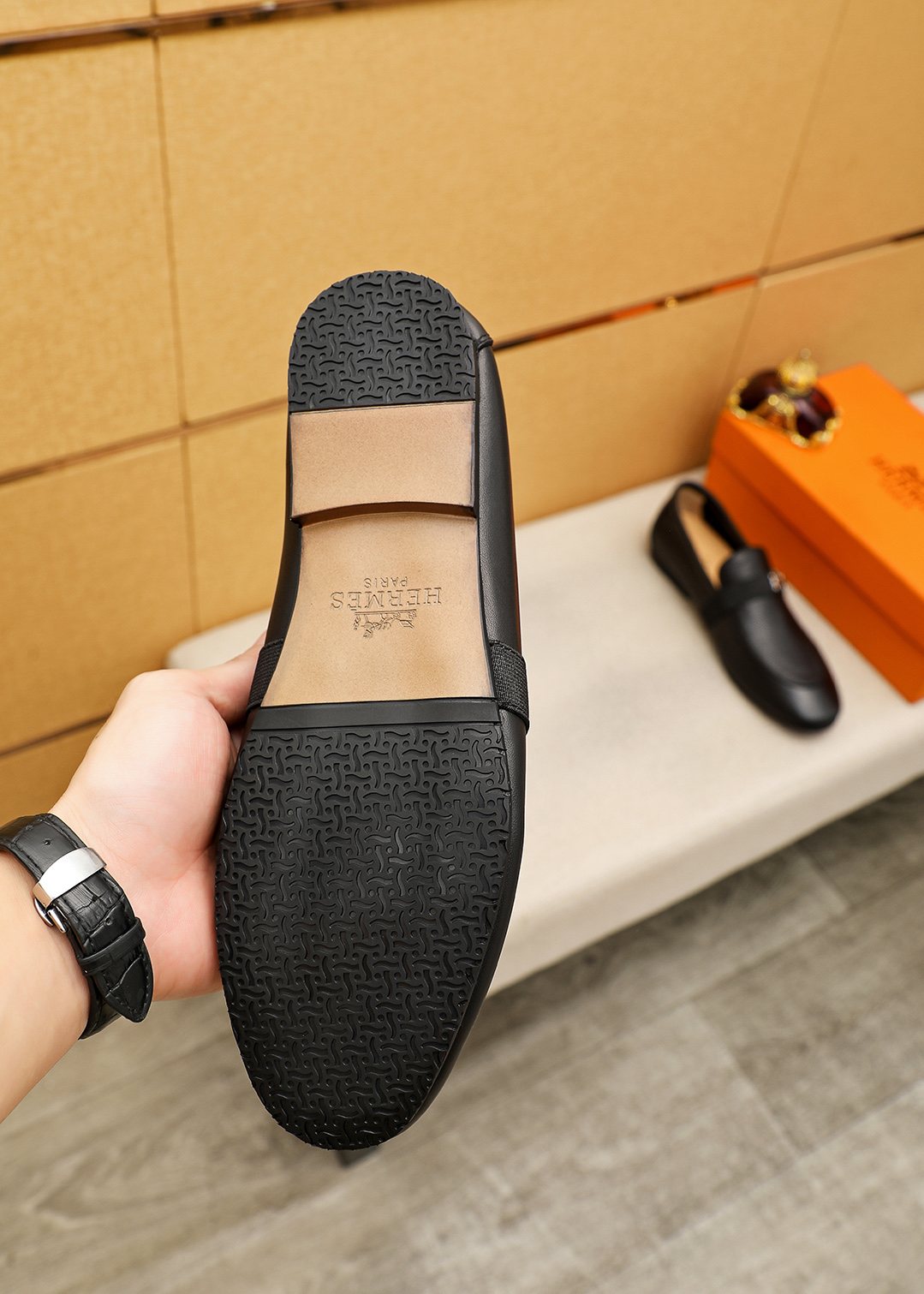 Hermès Black H-Hardware Loafers - Low-Profile Sole