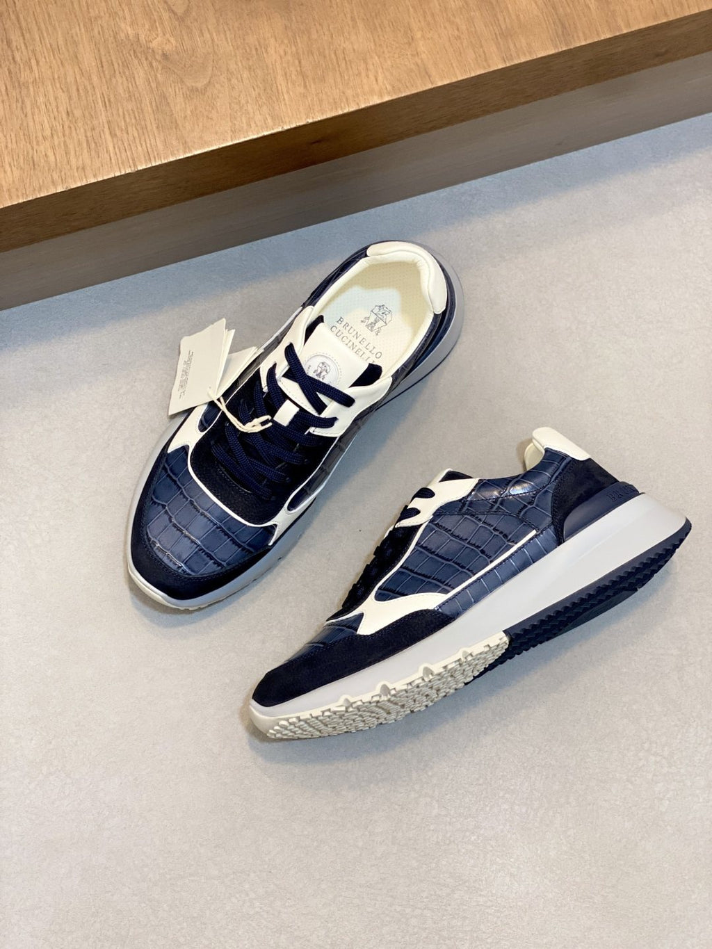 Brunello Cucinelli Navy Paneled Men's Sneakers